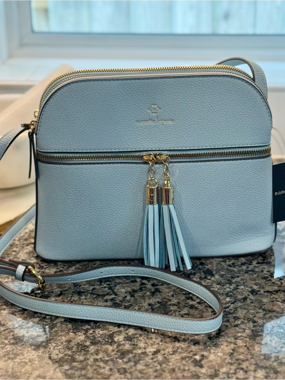 Nanette Lepore Light Blue Crossbody Bag with Tassels